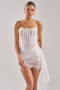 SABRINA LACE LAYERED MINI DRESS IN IVORY