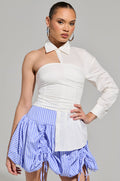 DONT LOOK AT ME ASYMMETRICAL POPLIN BLOUSE