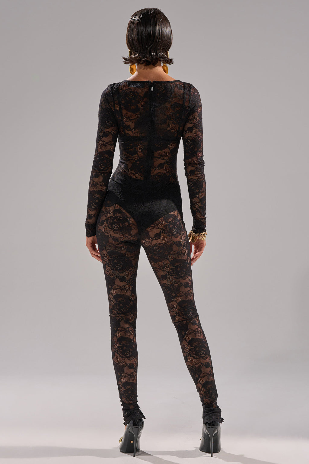 FROM DAY TO NIGHT LACE JUMPSUIT IN BLACK