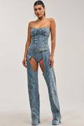COWGIRL NIGHTS RHINESTONE DENIM CHAPS