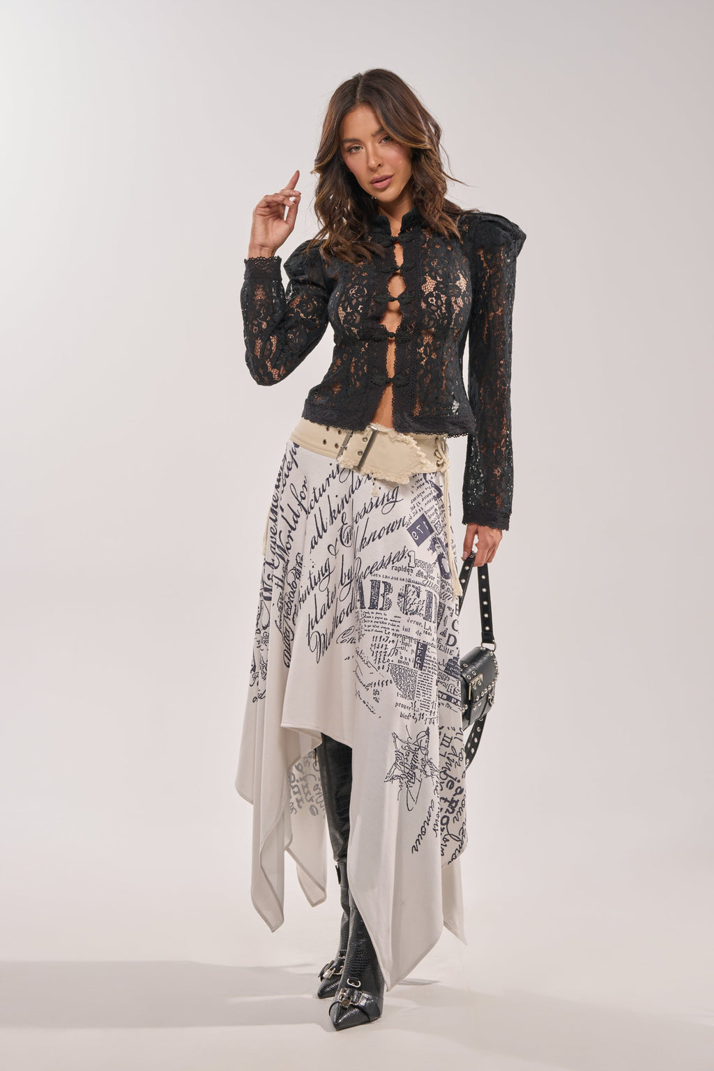 READ ME MIDI SKIRT