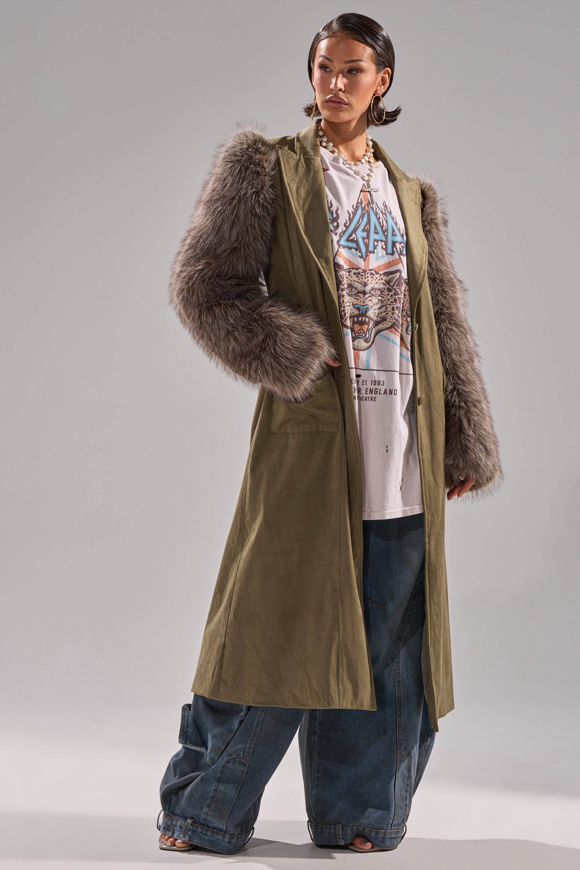 LOLITA FUR SLEEVE TRENCH