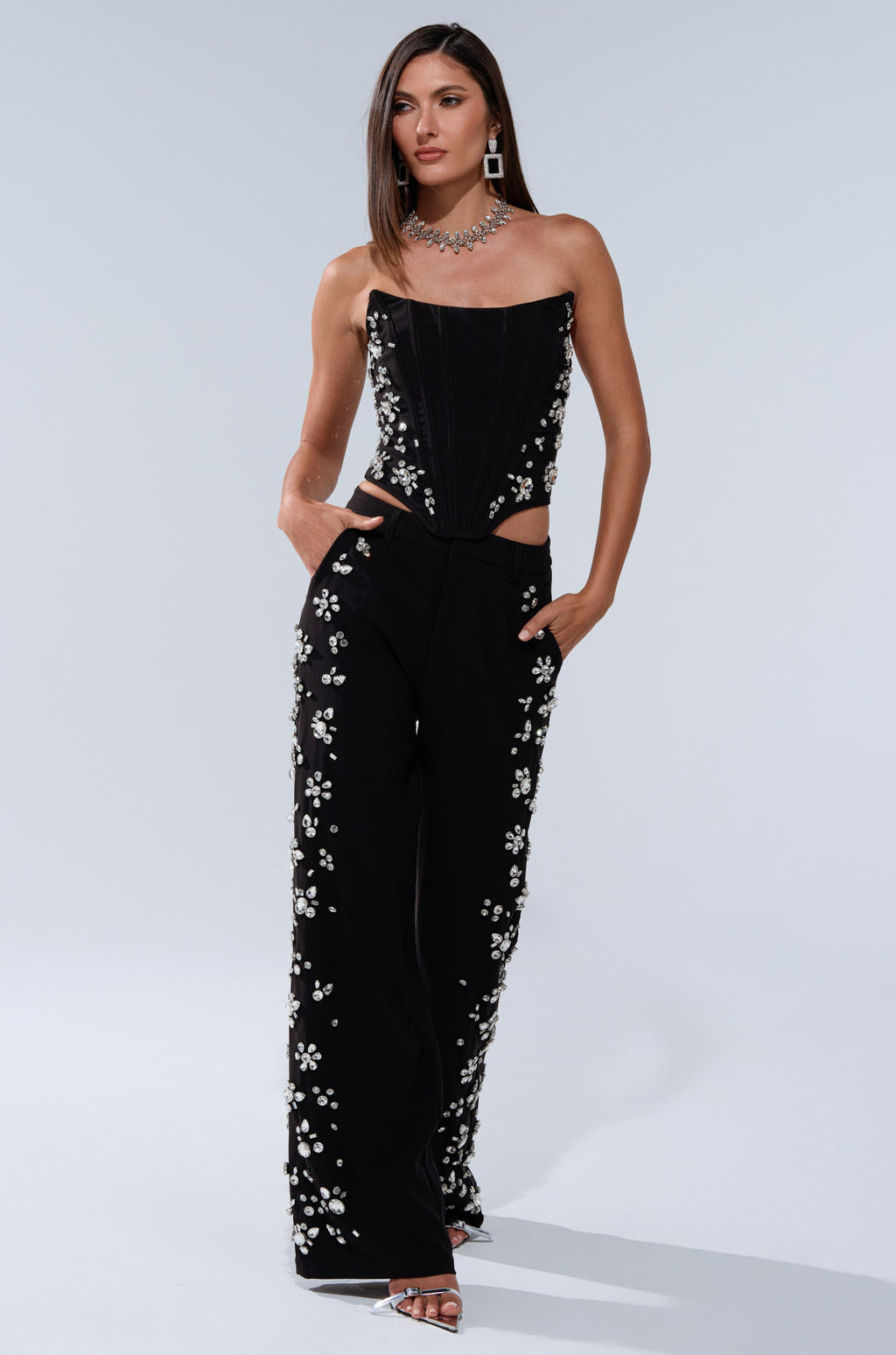 FEELING RICH CORSET WITH RHINESTONE