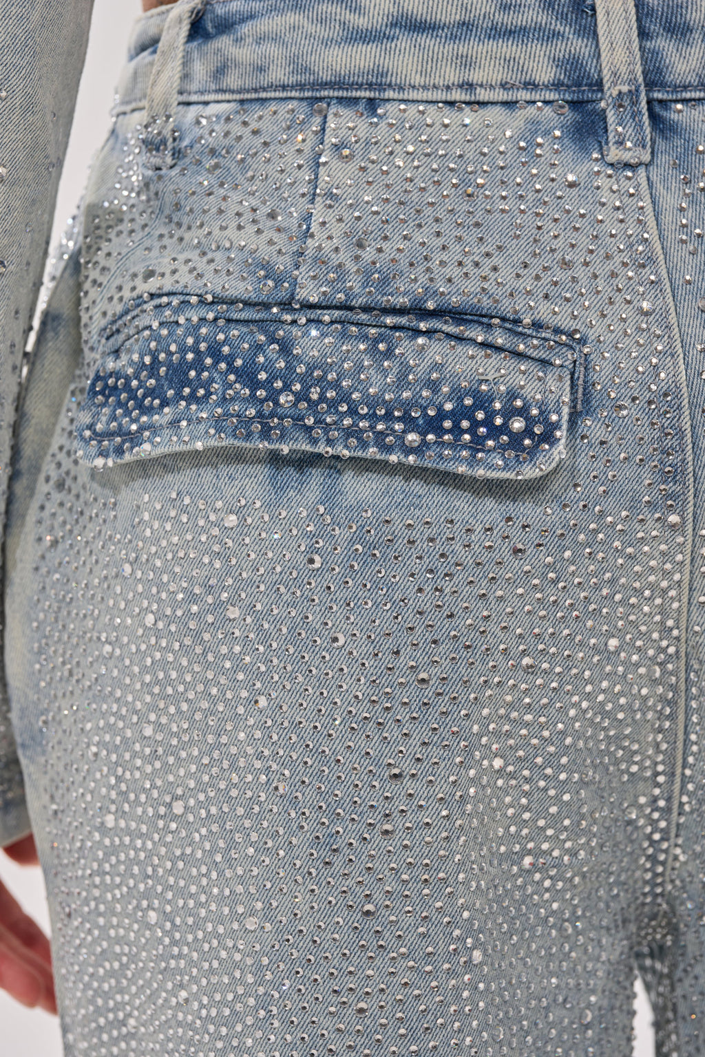 LIGHTS OUT RHINESTONE WIDE LEG DENIM