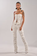 IT GETS EASIER STACKED CARGO PANT IN WHITE