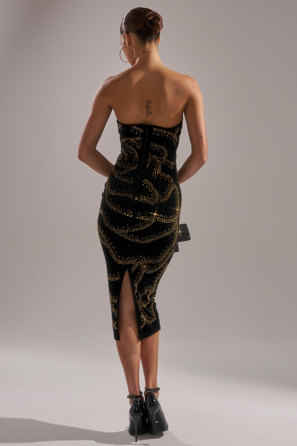 SHIMMER IN GOLD MIDI DRESS