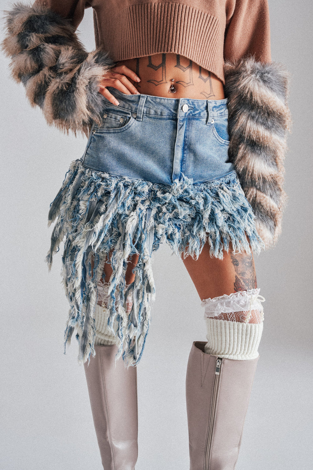 OPEN UP YOUR LOVE DENIM SKIRT