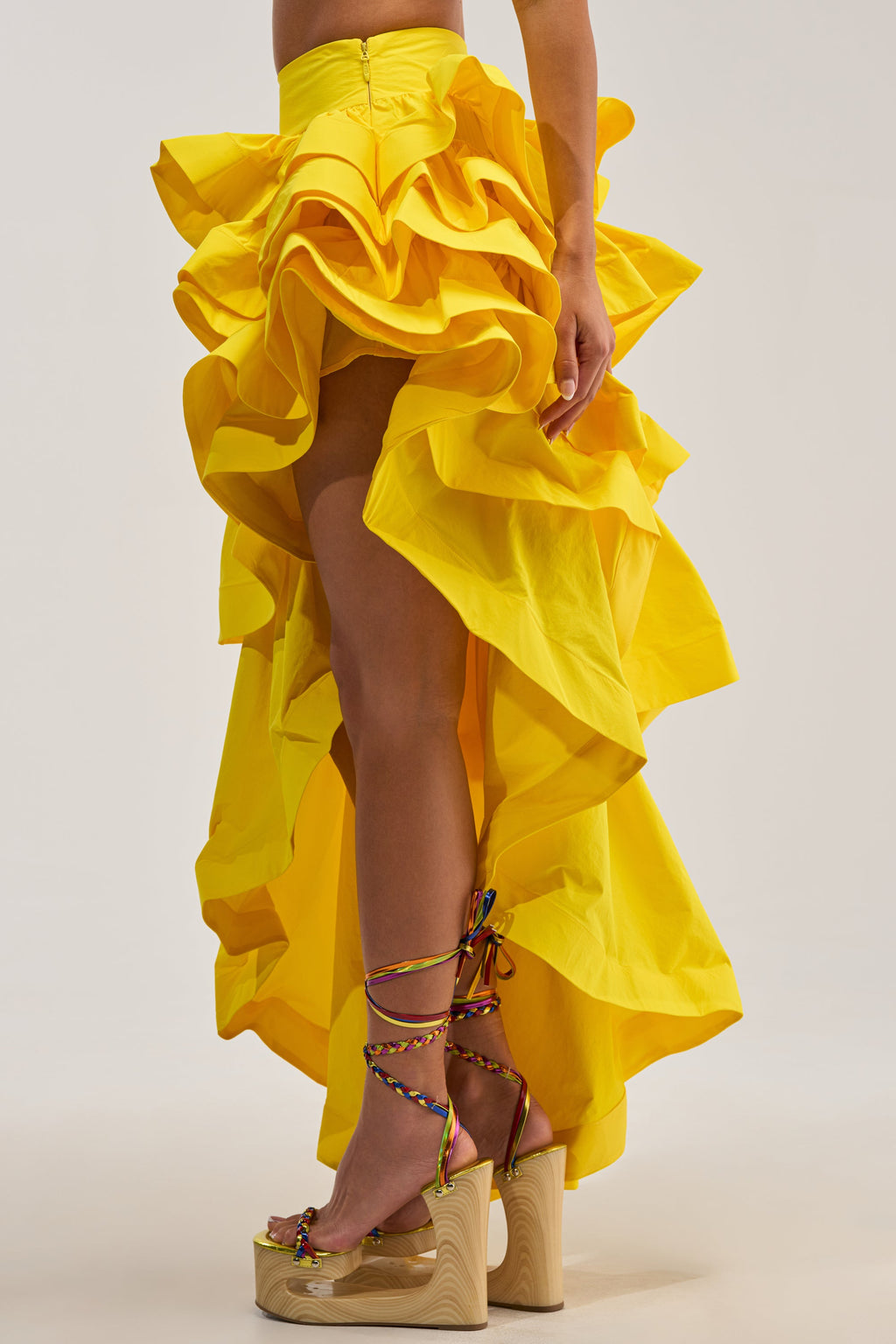 ELEGANT QUEEN ASYMMETRICAL SKIRT IN YELLOW