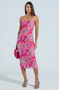 VERONICA PRINTED MESH MIDI DRESS
