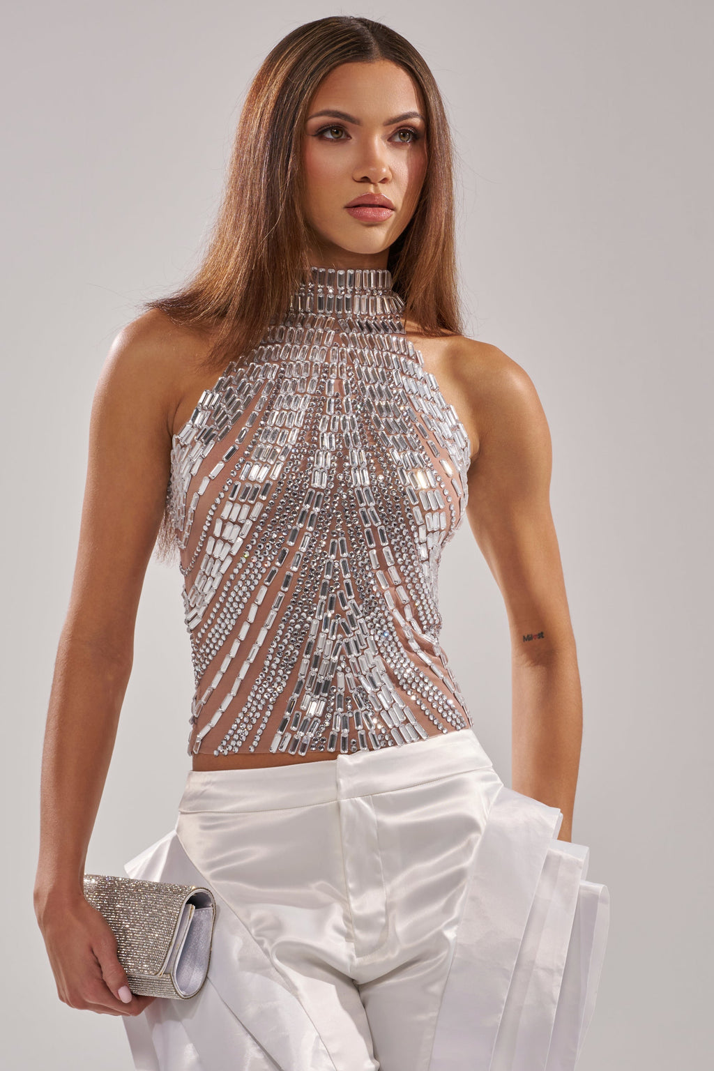 YOU KNOW THE DRILL RHINESTONE BLOUSE