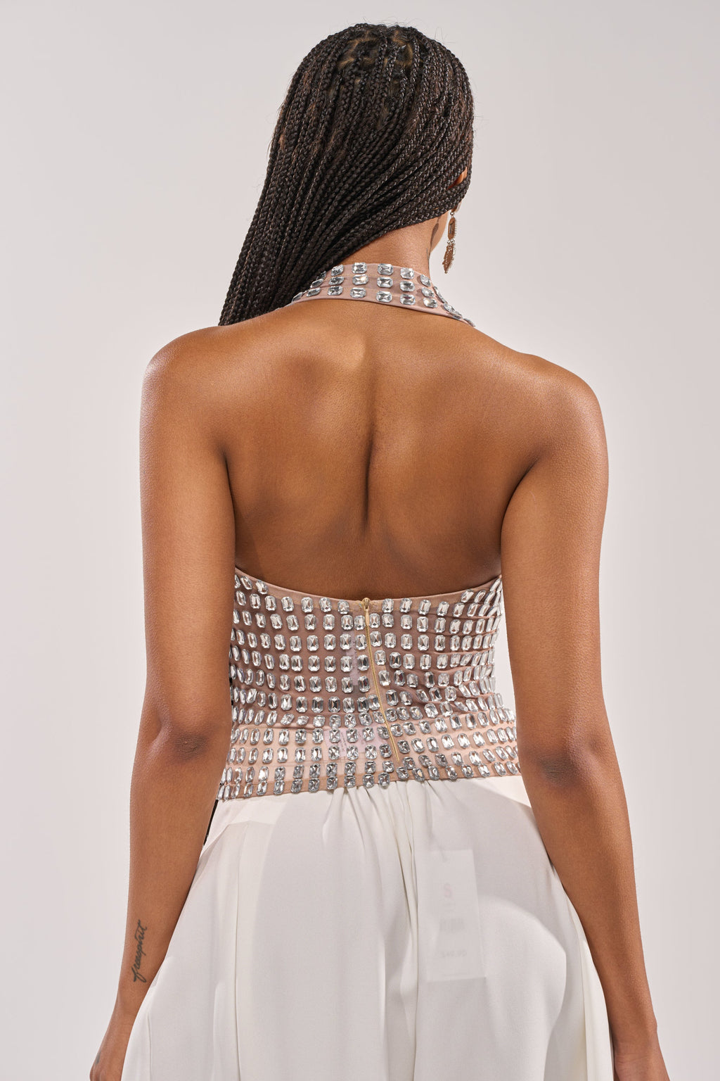 SPARKLING LIGHTS RHINESTONE HALTER TOP