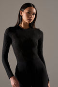 TWINKLING LIGHTS RHINESTONE LONG SLEEVE MESH BODYSUIT IN BLACK