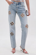 DIVINE FEMININE ENERGY RHINESTONE DETAIL JEANS