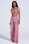 LET ME LIVE GINGHAM SIDE TIE PANT