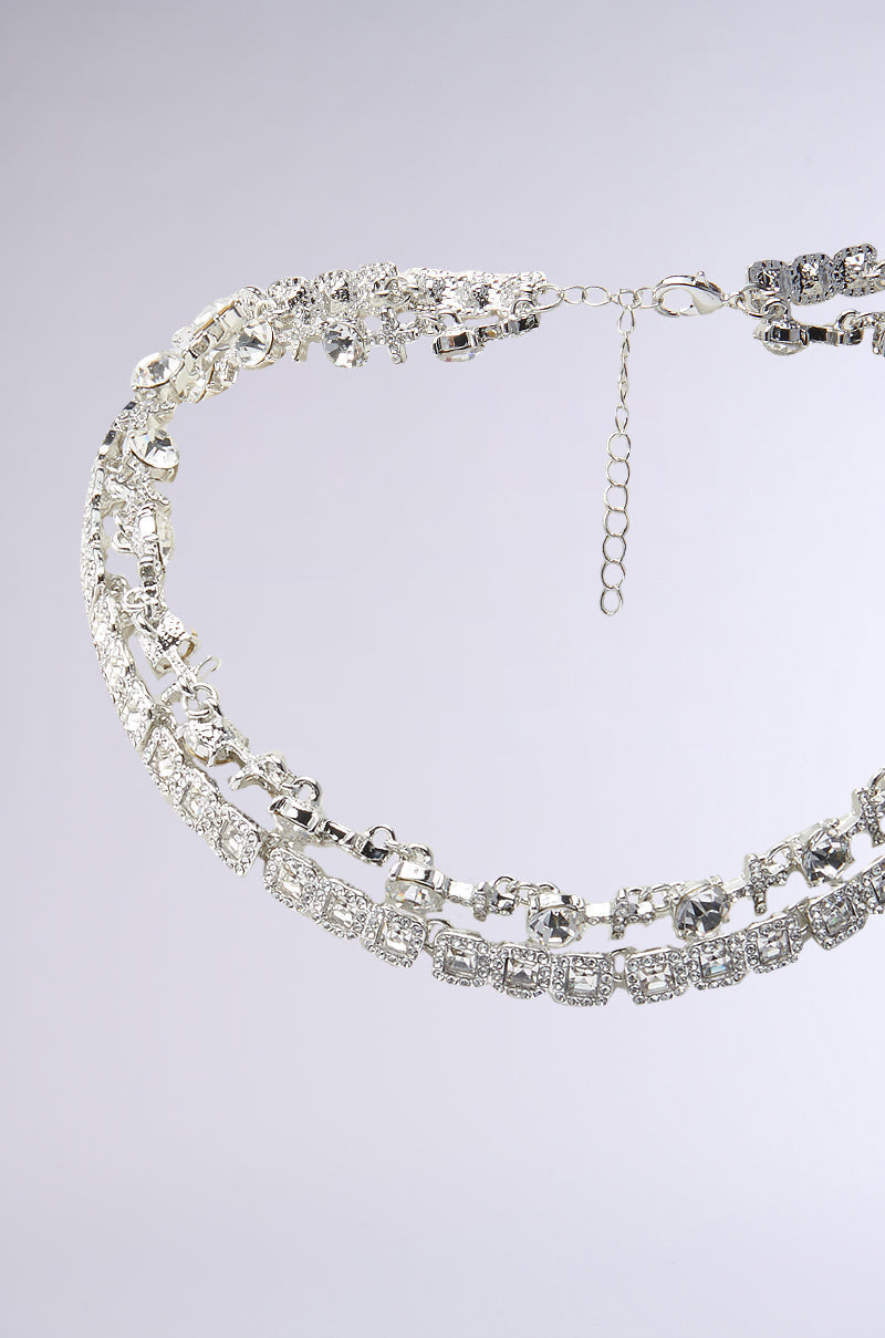 BLING RING NECKLACE IN SILVER