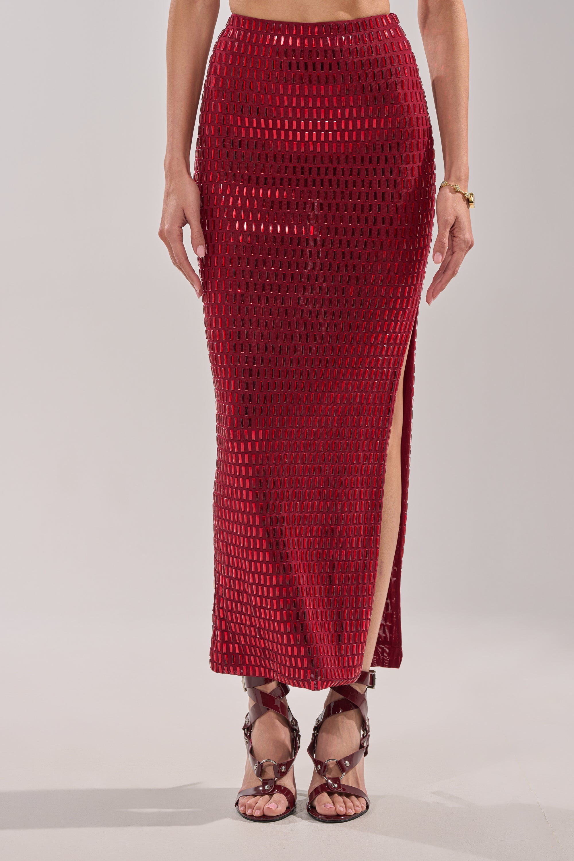 FALLING IN LOVE RHINESTONE MAXI SKIRT