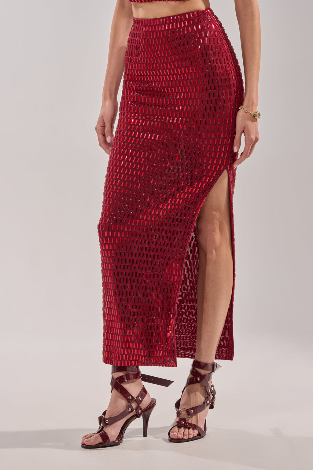 FALLING IN LOVE RHINESTONE MAXI SKIRT