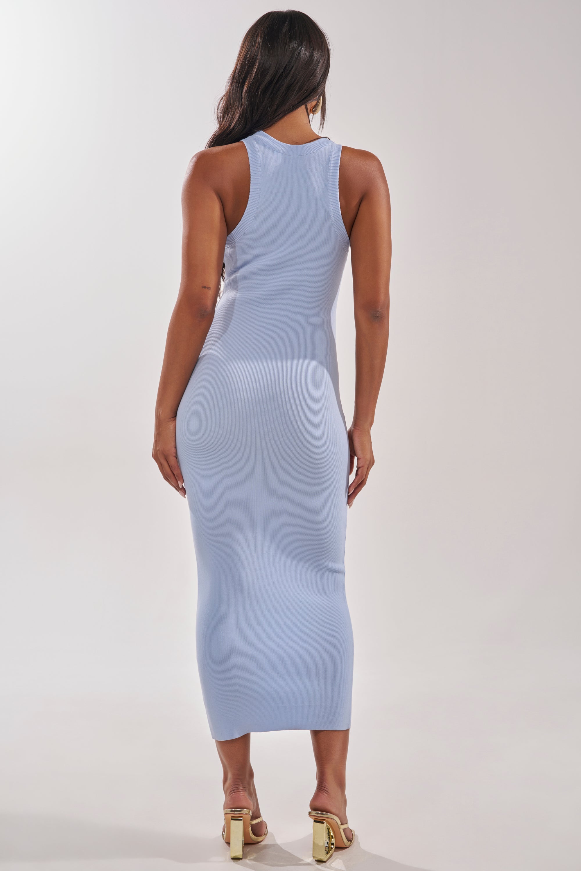 CUTIE PIE KNIT MIDI DRESS IN LIGHT BLUE