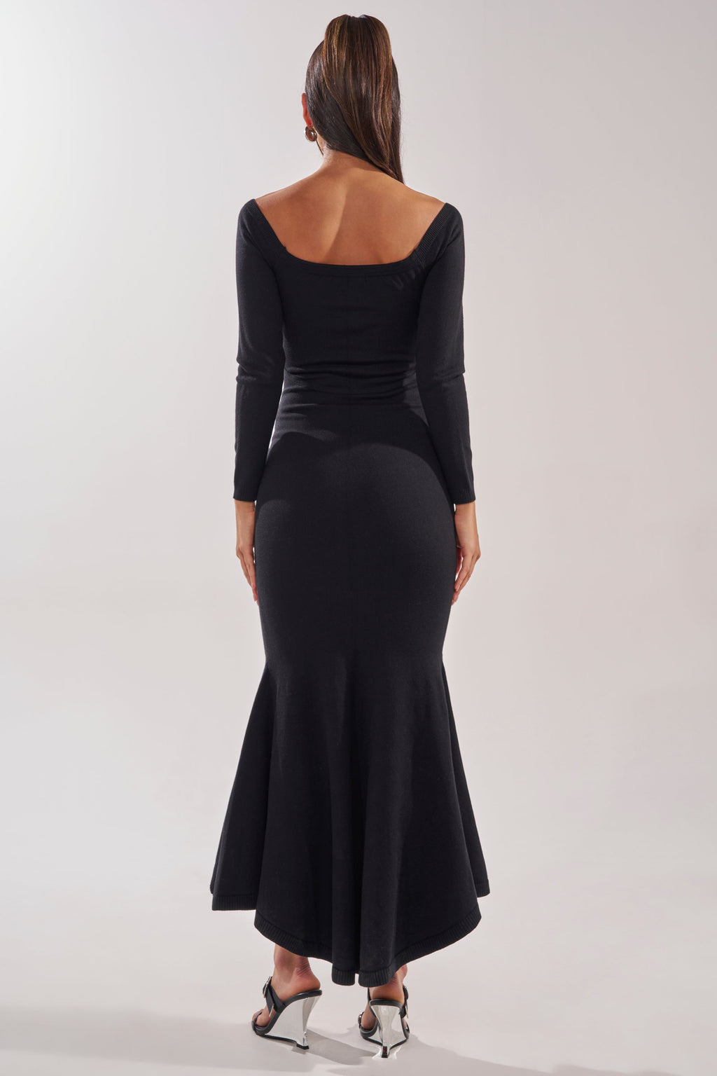KALLIE OFF SHOULDER LONG SLEEVE SWEATER MAXI DRESS