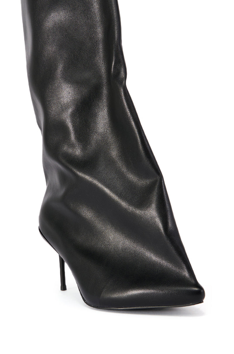 AZALEA WANG COUTURE CRAZY BLACK BUCKET BOOT