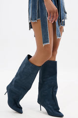 AZALEA WANG COUTURE CRAZY BLUE LUXE SHINE LOOK BOOT