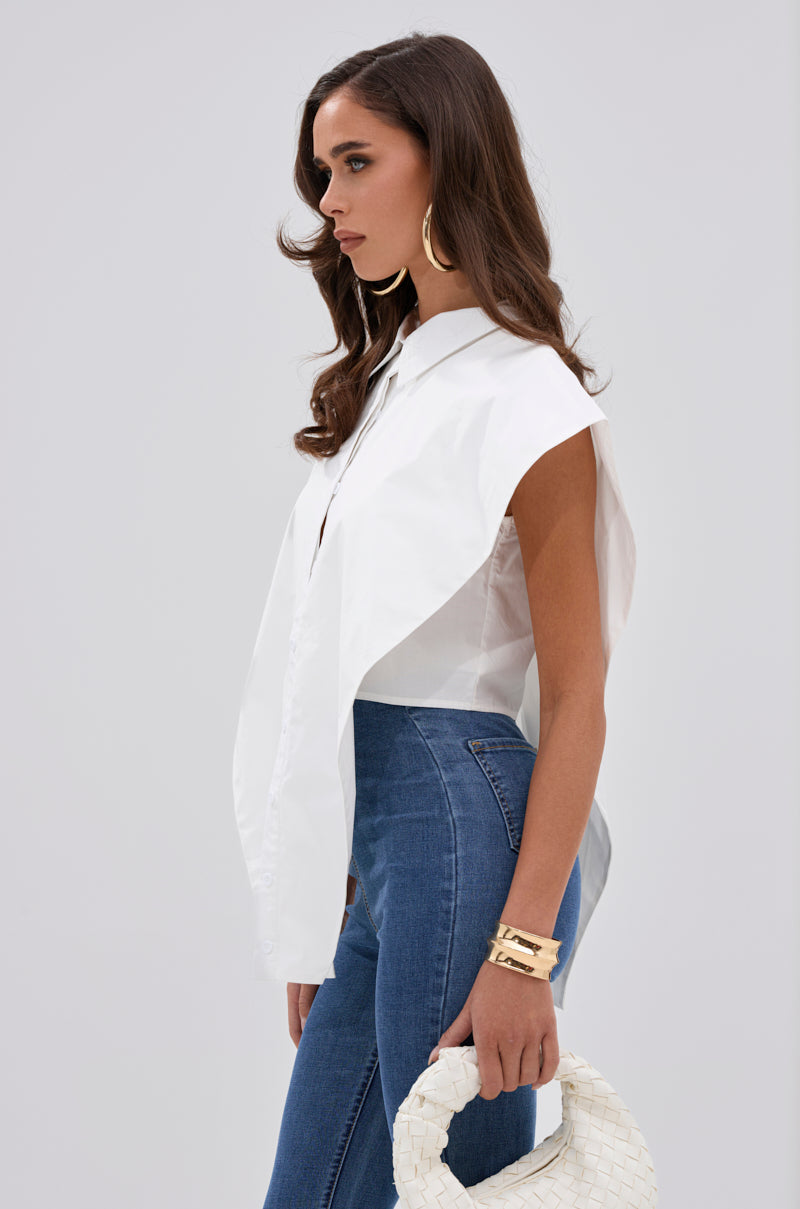 ALWAYS GIVING BUTTON DOWN POPLIN BLOUSE