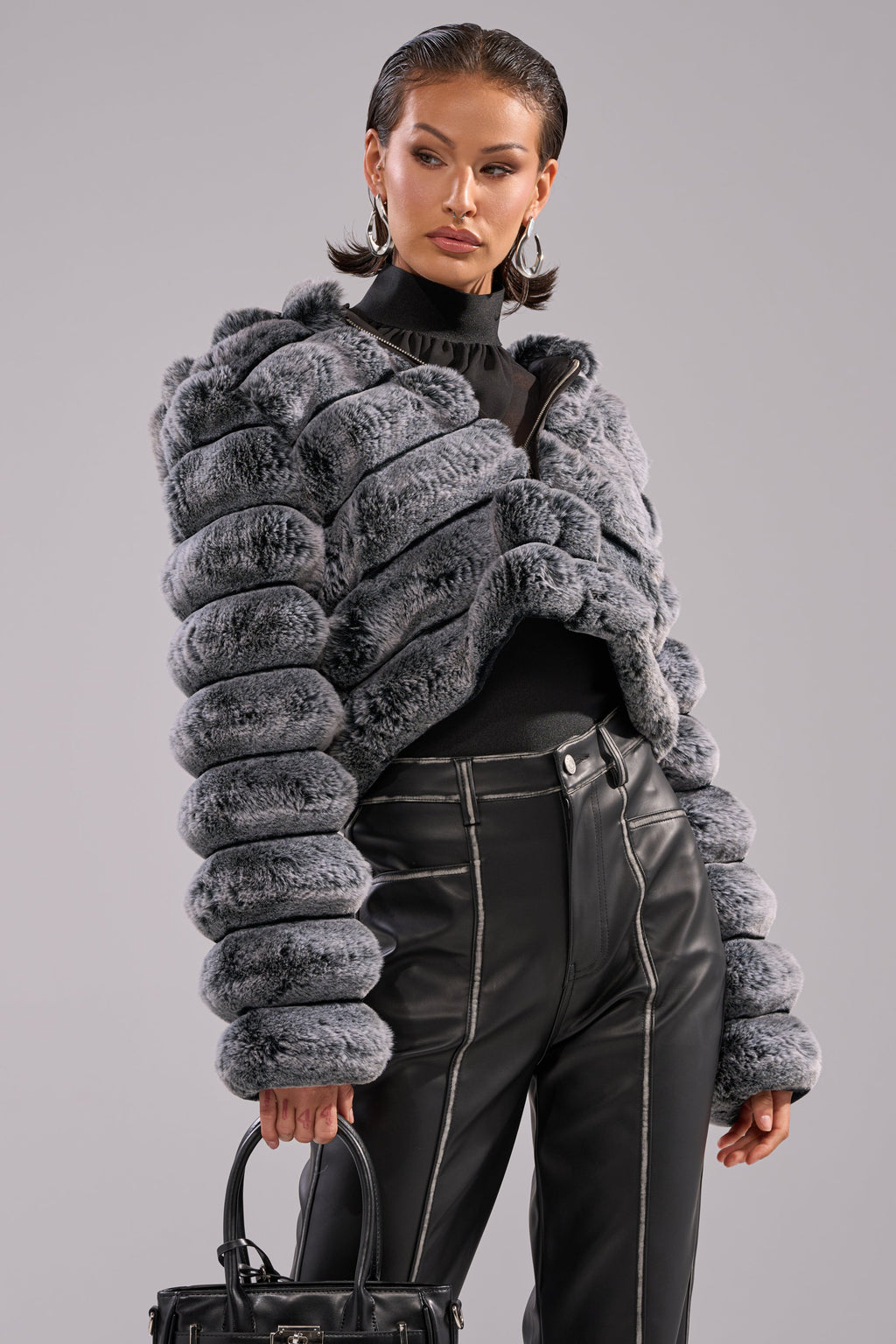 POPCORN FAUX FUR IN GREY