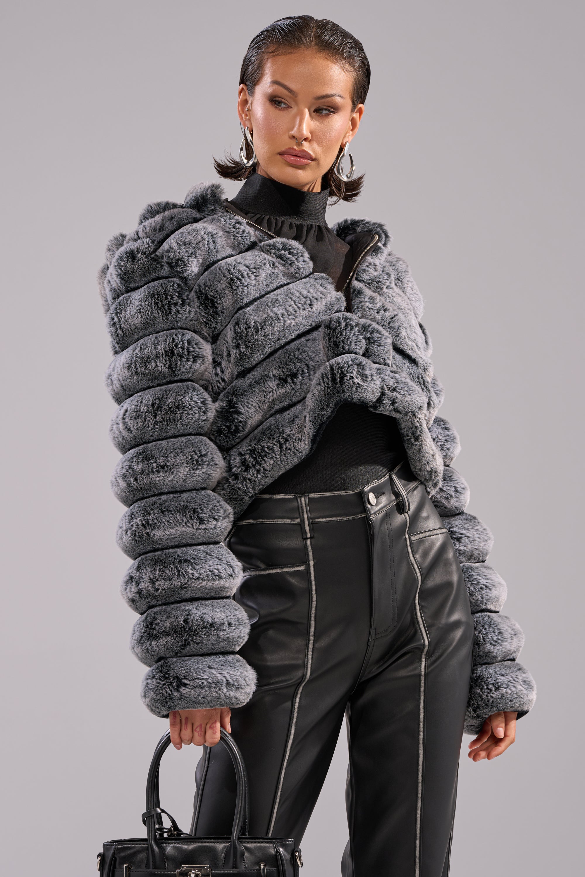 POPCORN FAUX FUR IN GREY