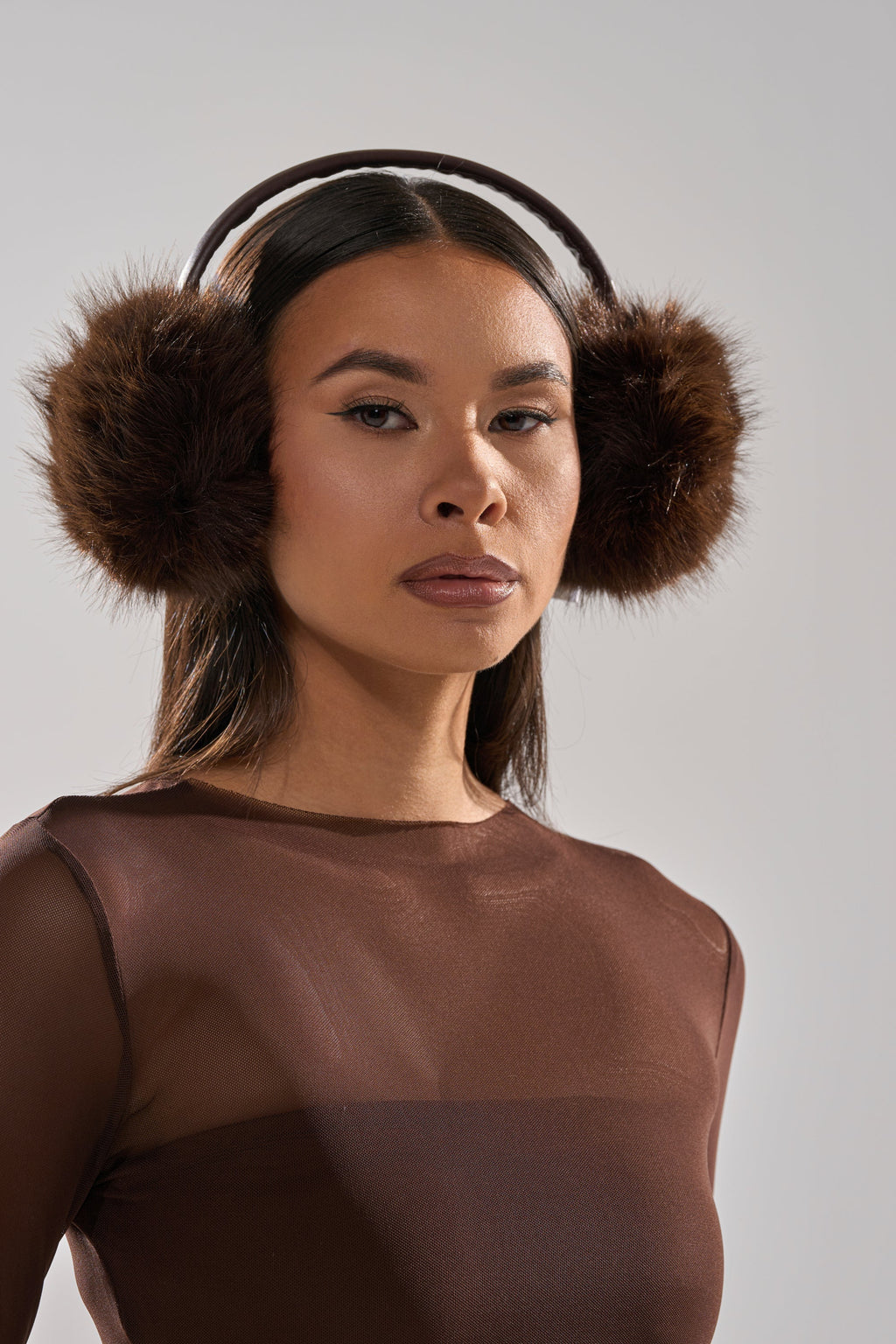 DARK CHOCOLATE FAUX FUR EARMUFFS