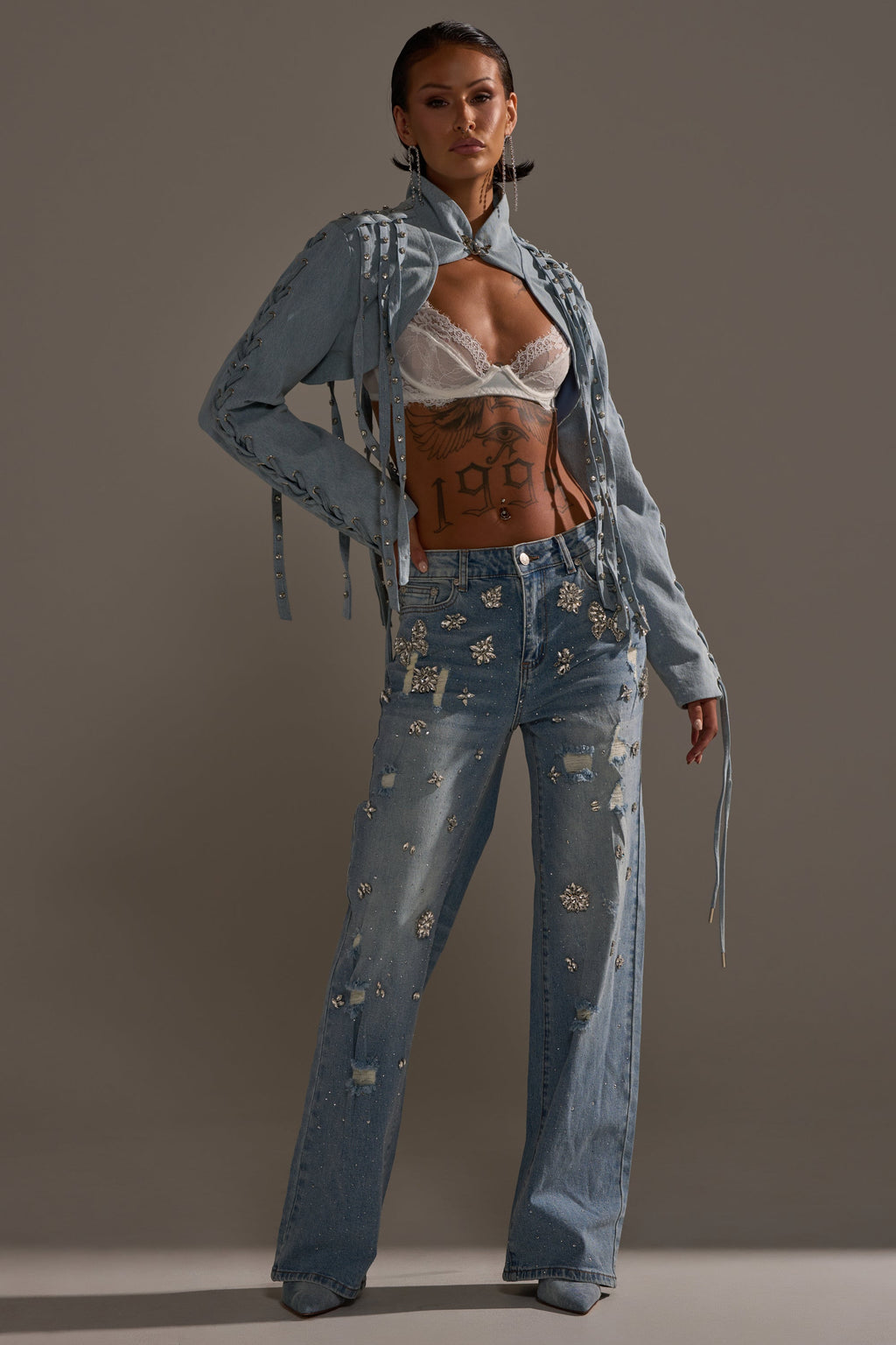IN YOUR DREAMS RHINESTONE DENIM JEANS