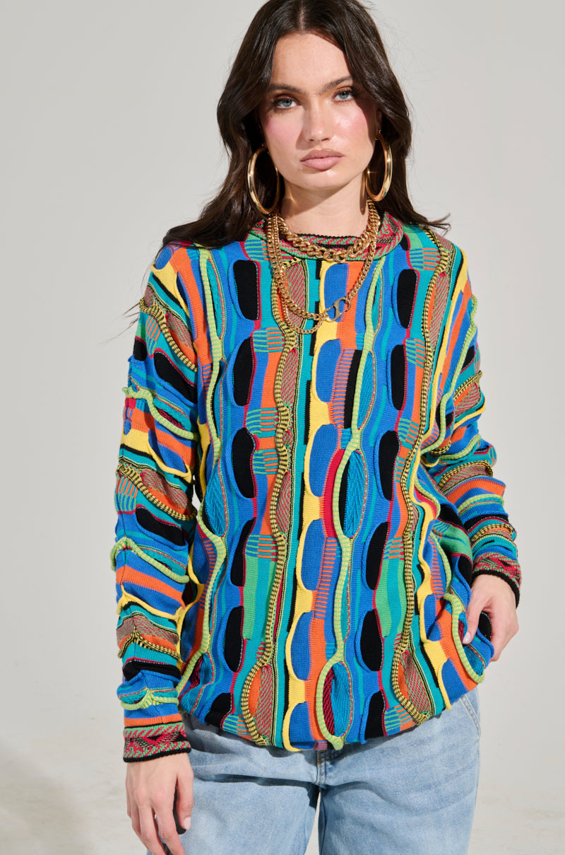 VINTAGE COOL OVERSIZED MULTI COLOR SWEATER