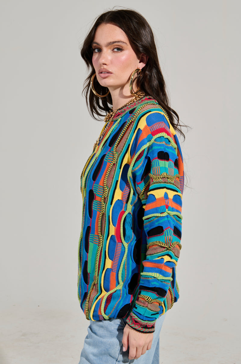 VINTAGE COOL OVERSIZED MULTI COLOR SWEATER