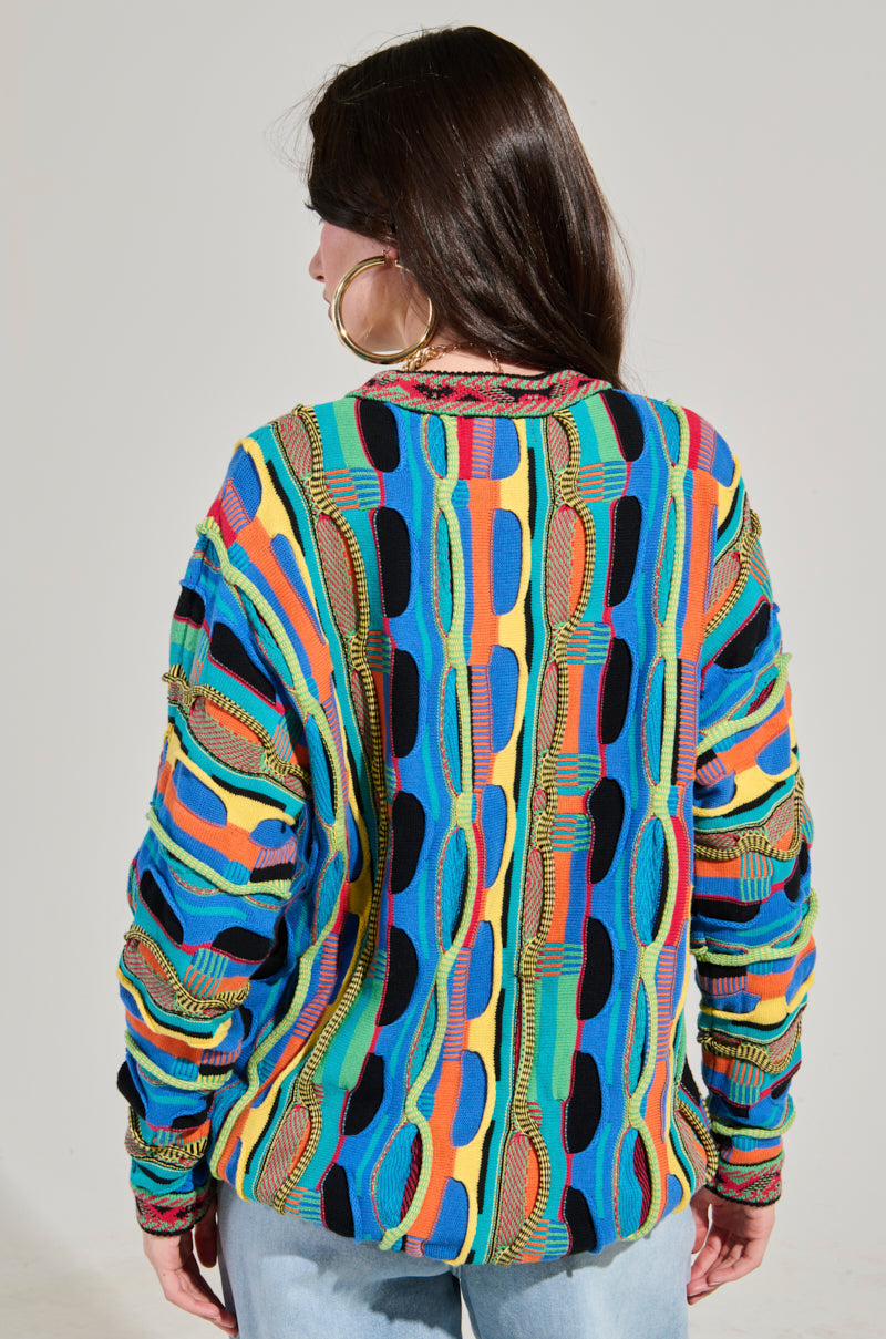VINTAGE COOL OVERSIZED MULTI COLOR SWEATER