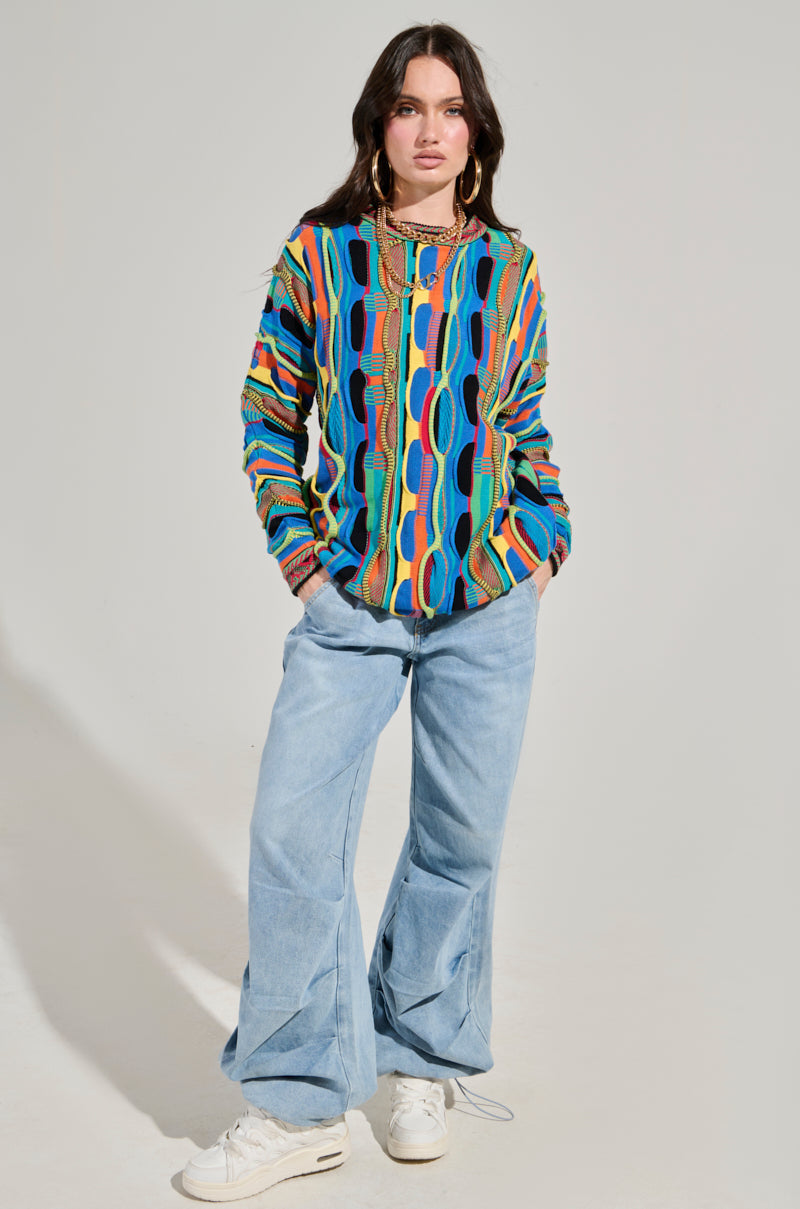 VINTAGE COOL OVERSIZED MULTI COLOR SWEATER