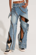 NOW AND LATER DENIM PANT WITH ZIPPER DETAILING