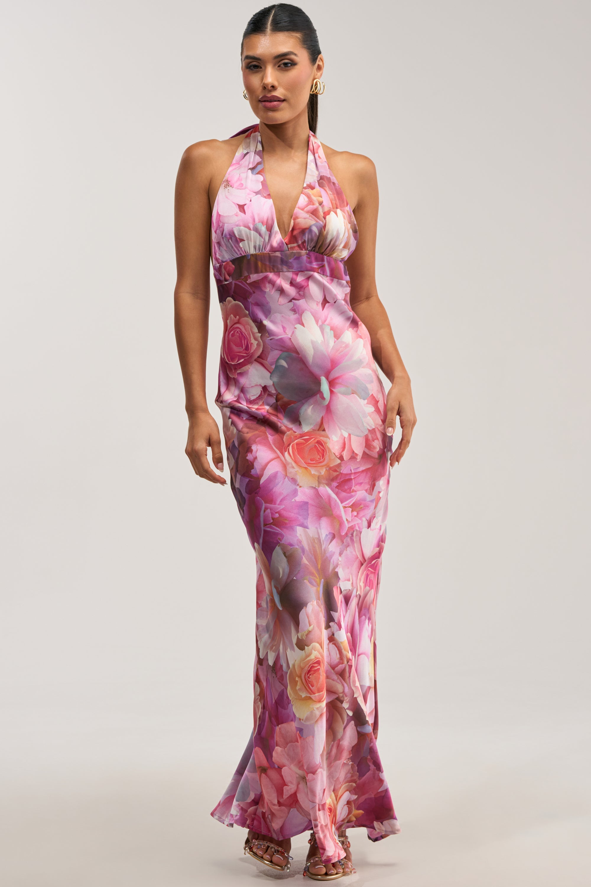 HOPELESS ROMANTIC FLORAL SATIN MAXI DRESS