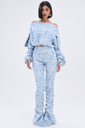 FLORAL LIFE DENIM STACKED PANT