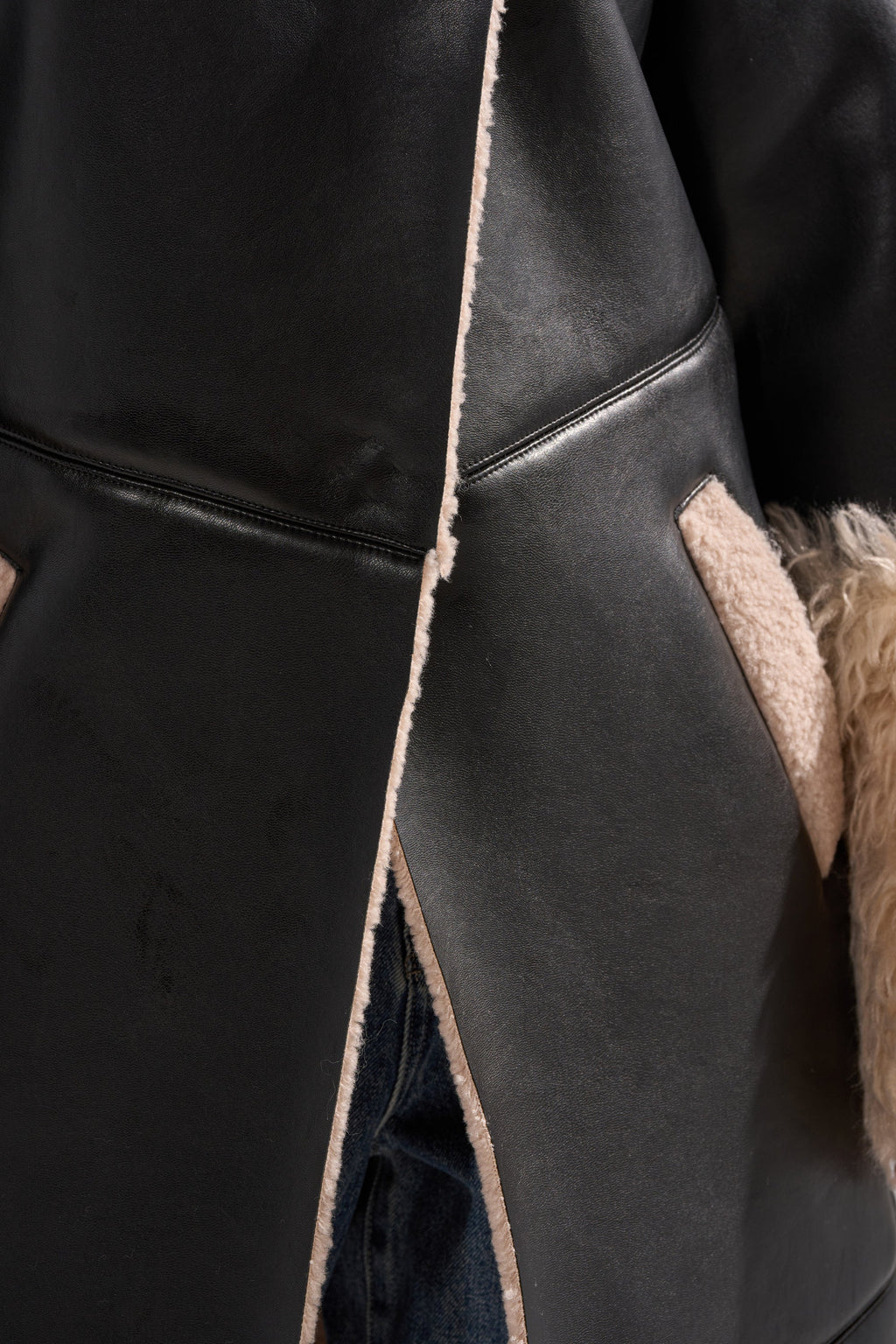 SHE GOT IT FLUFFY PU TRENCH WITH BONDED SHERPA