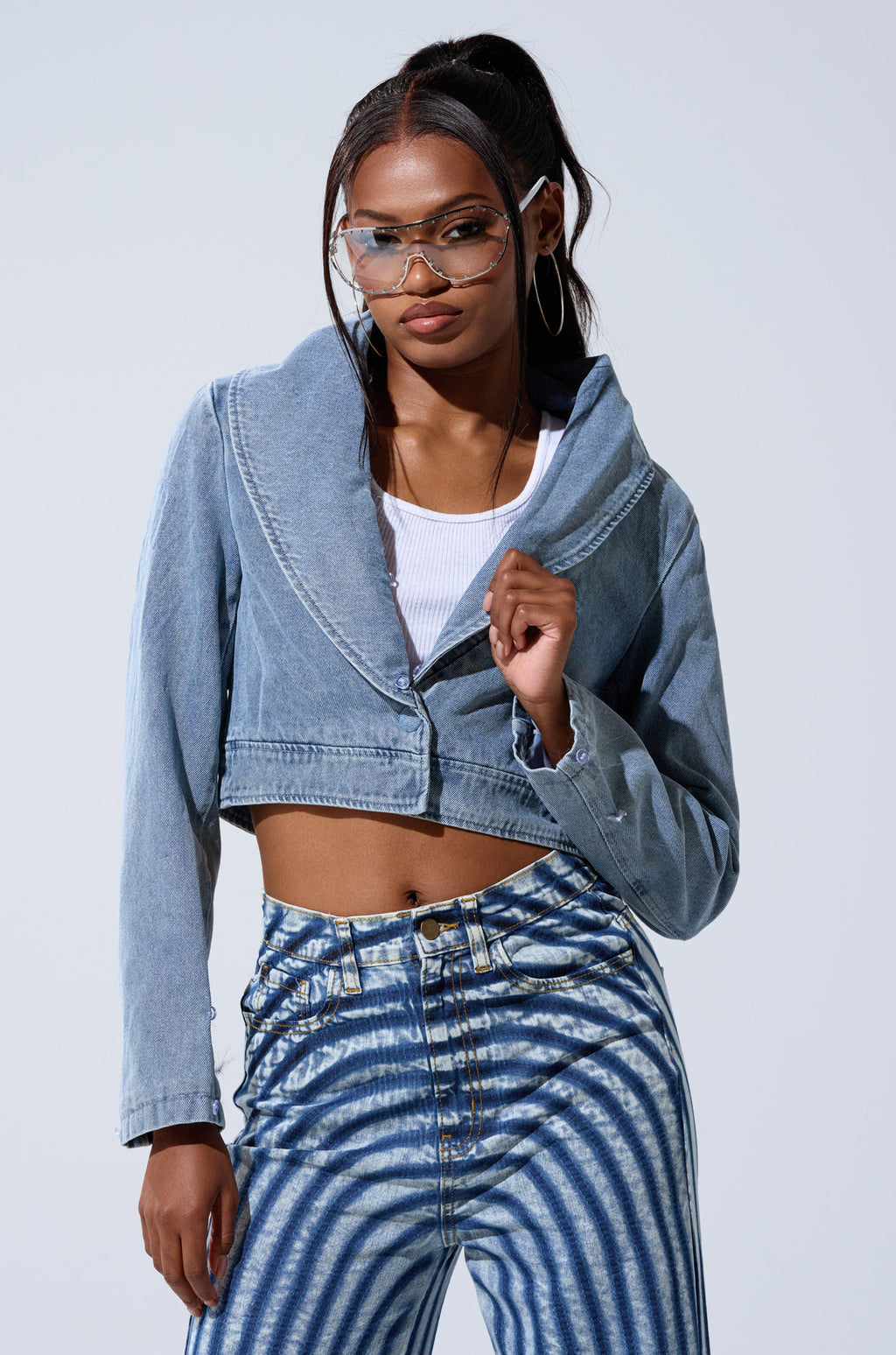 GISELE CROP DENIM BLAZER