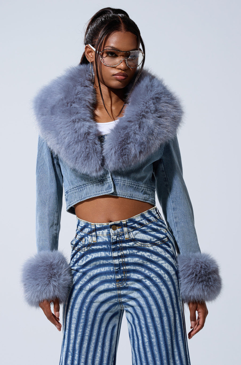 GISELE CROP DENIM BLAZER