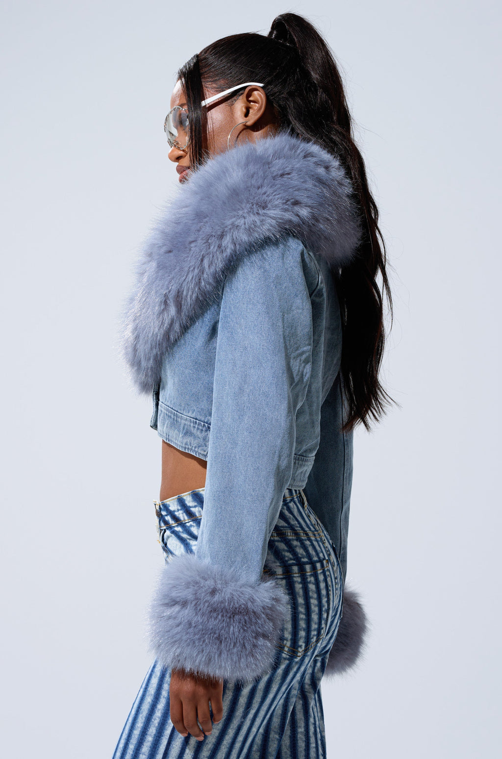 GISELE CROP DENIM BLAZER