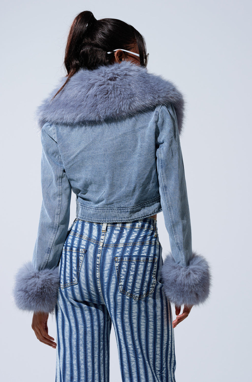 GISELE CROP DENIM BLAZER