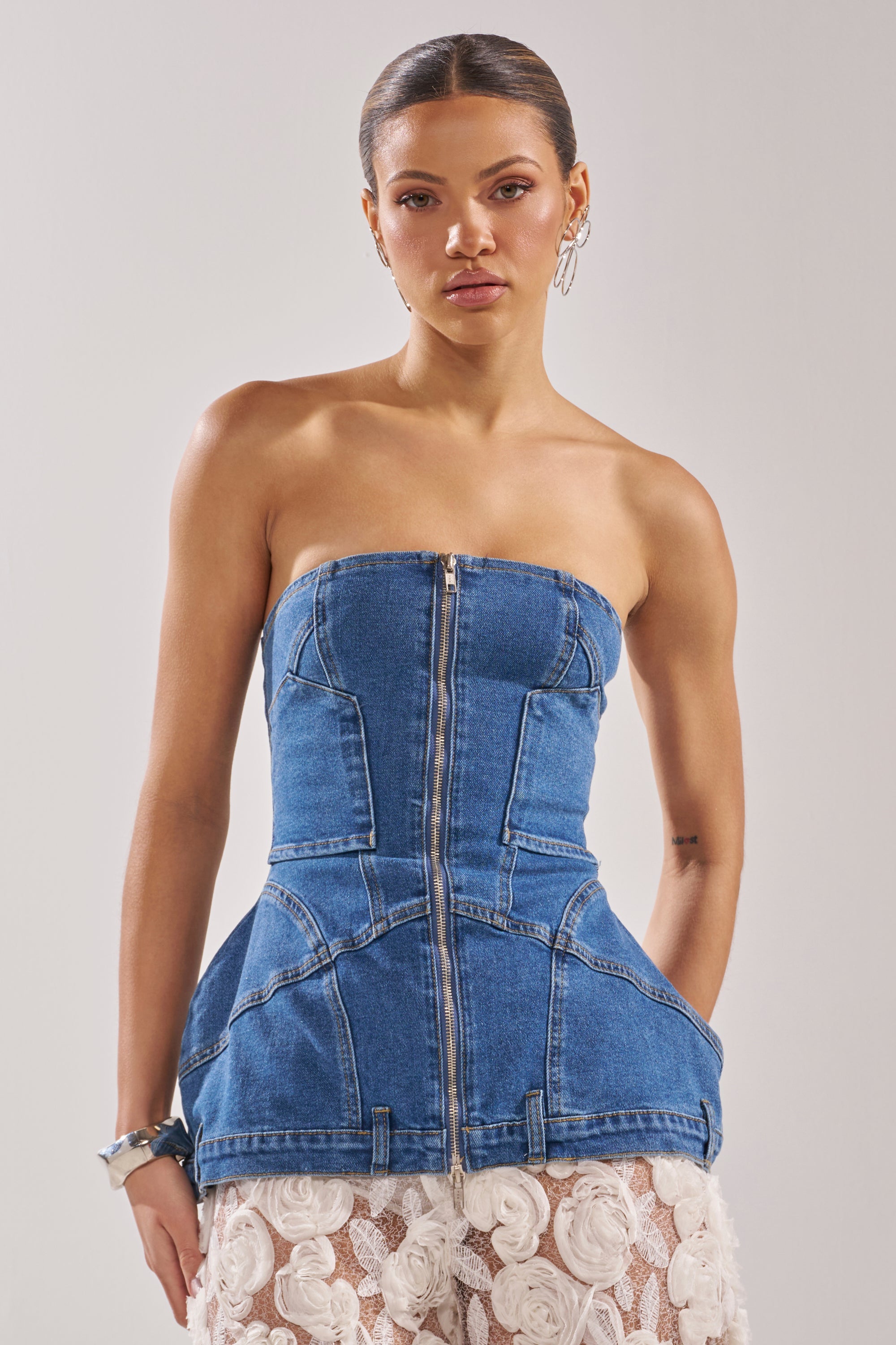 UPSIDE DOWN DENIM CORSET