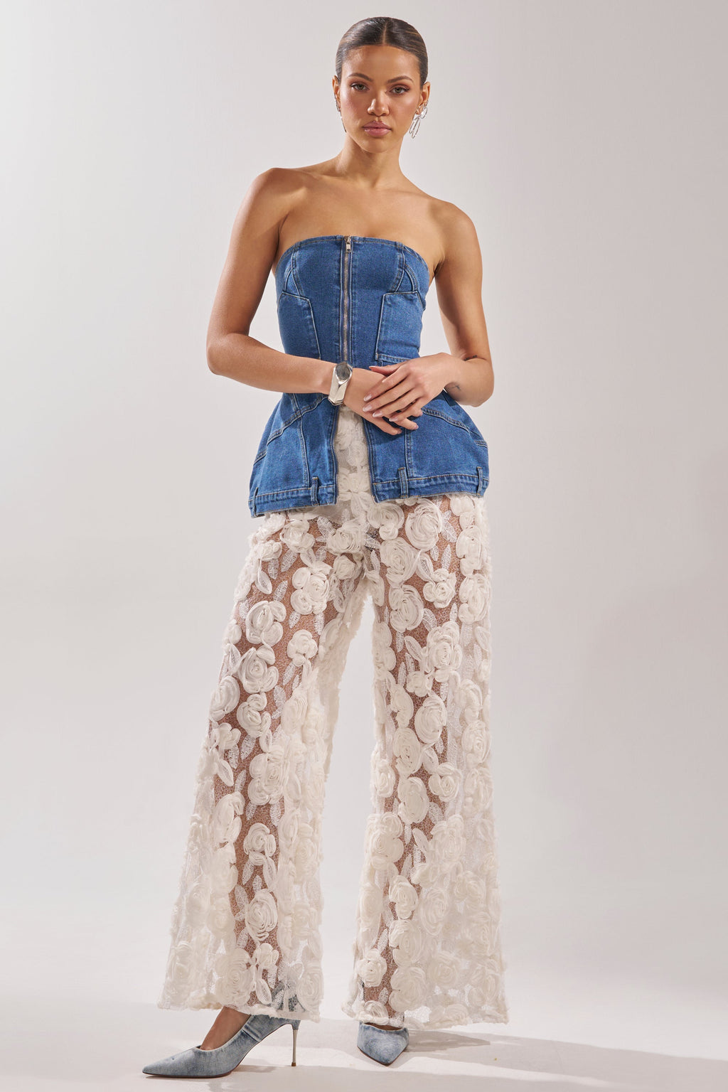 UPSIDE DOWN DENIM CORSET