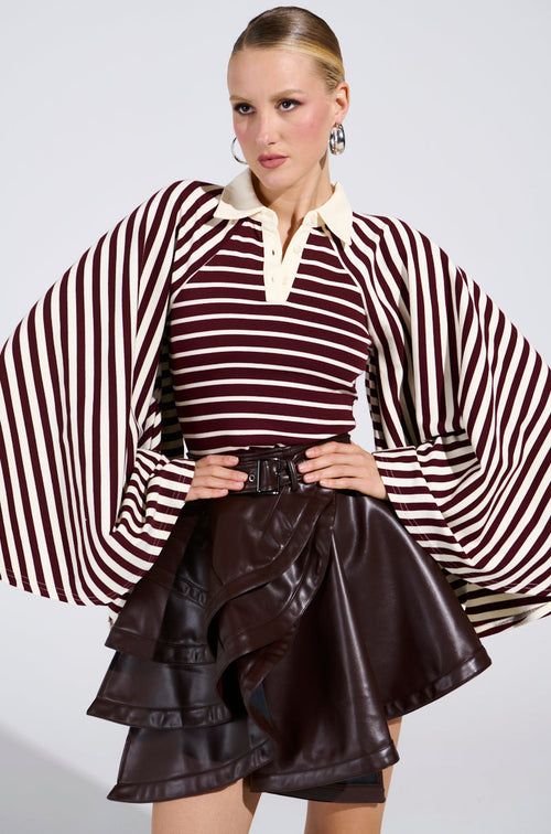 ALMA STRIPE COLLARED BODYSUIT
