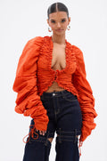 IN IT TO WIN IT RUCHED BLOUSE