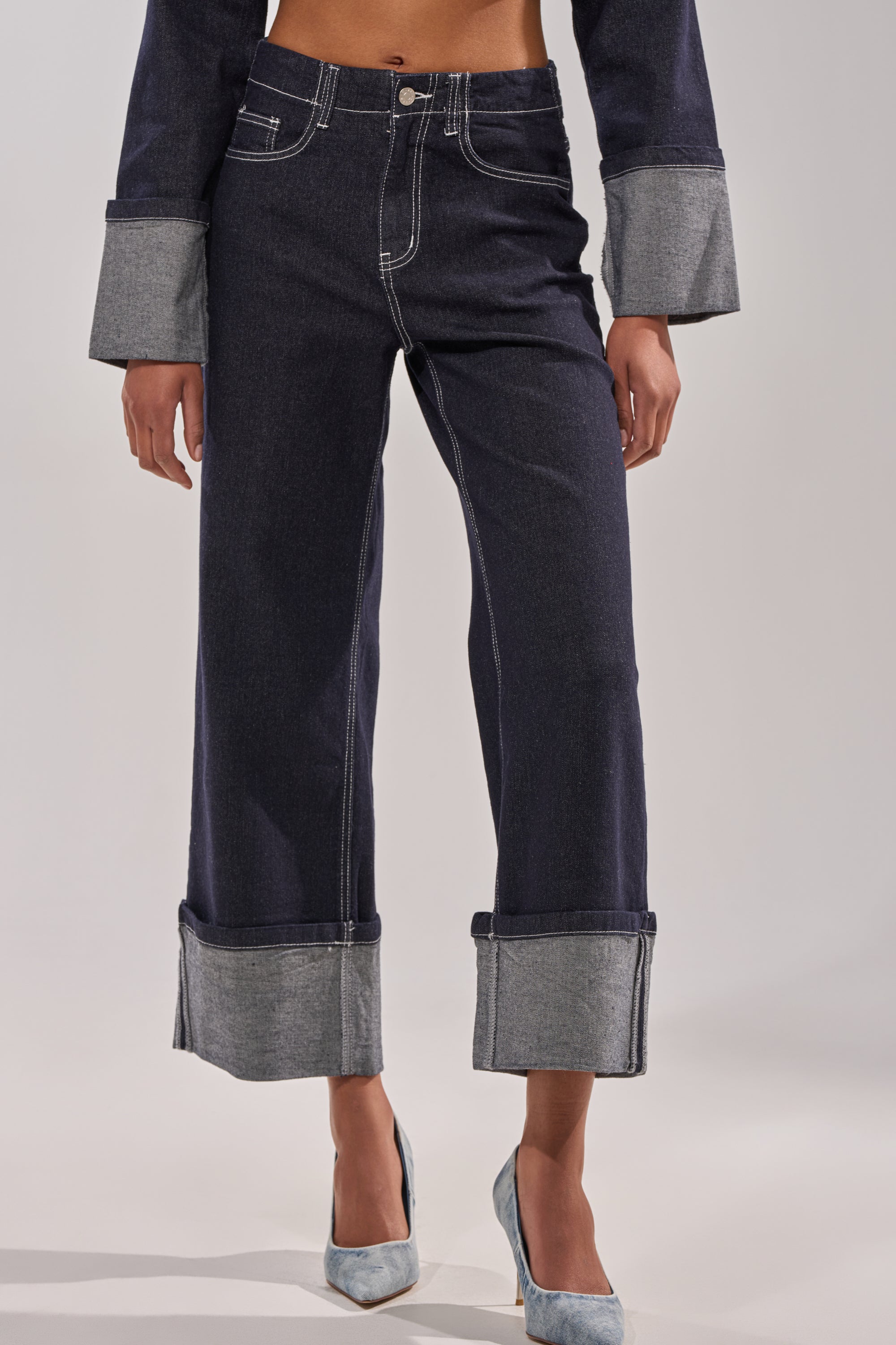 DON'T TALK TO ME WIDE LEG DENIM JEANS