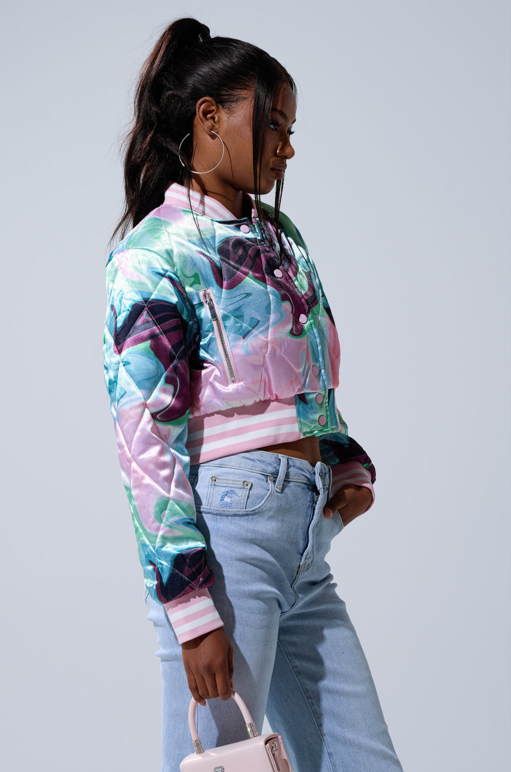 HEART TO HEART SATIN BOMBER