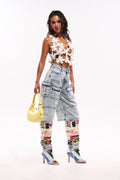 FORGET ME NOT DENIM CARGO BERMUDA SHORT