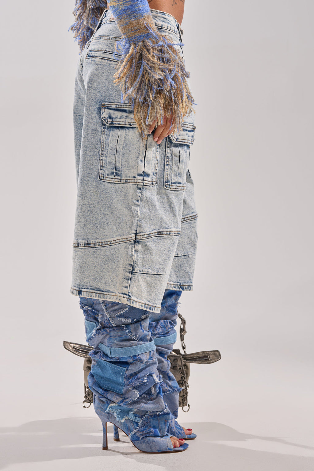 FORGET ME NOT DENIM CARGO BERMUDA SHORT